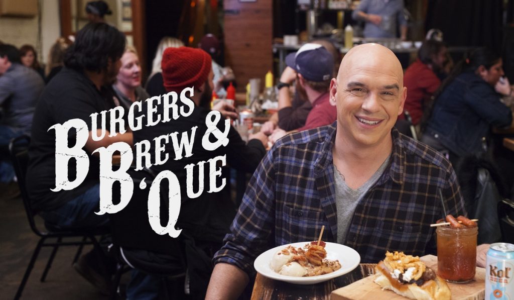 Burgers, Brew & 'Que a food and travel show that aired on Food Network and the Cooking Channel.